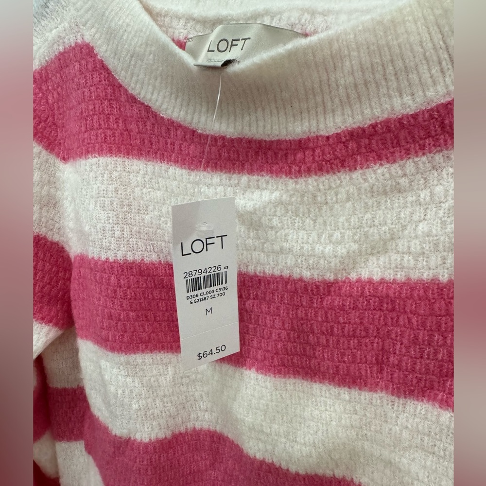NWT Loft pink striped sweater